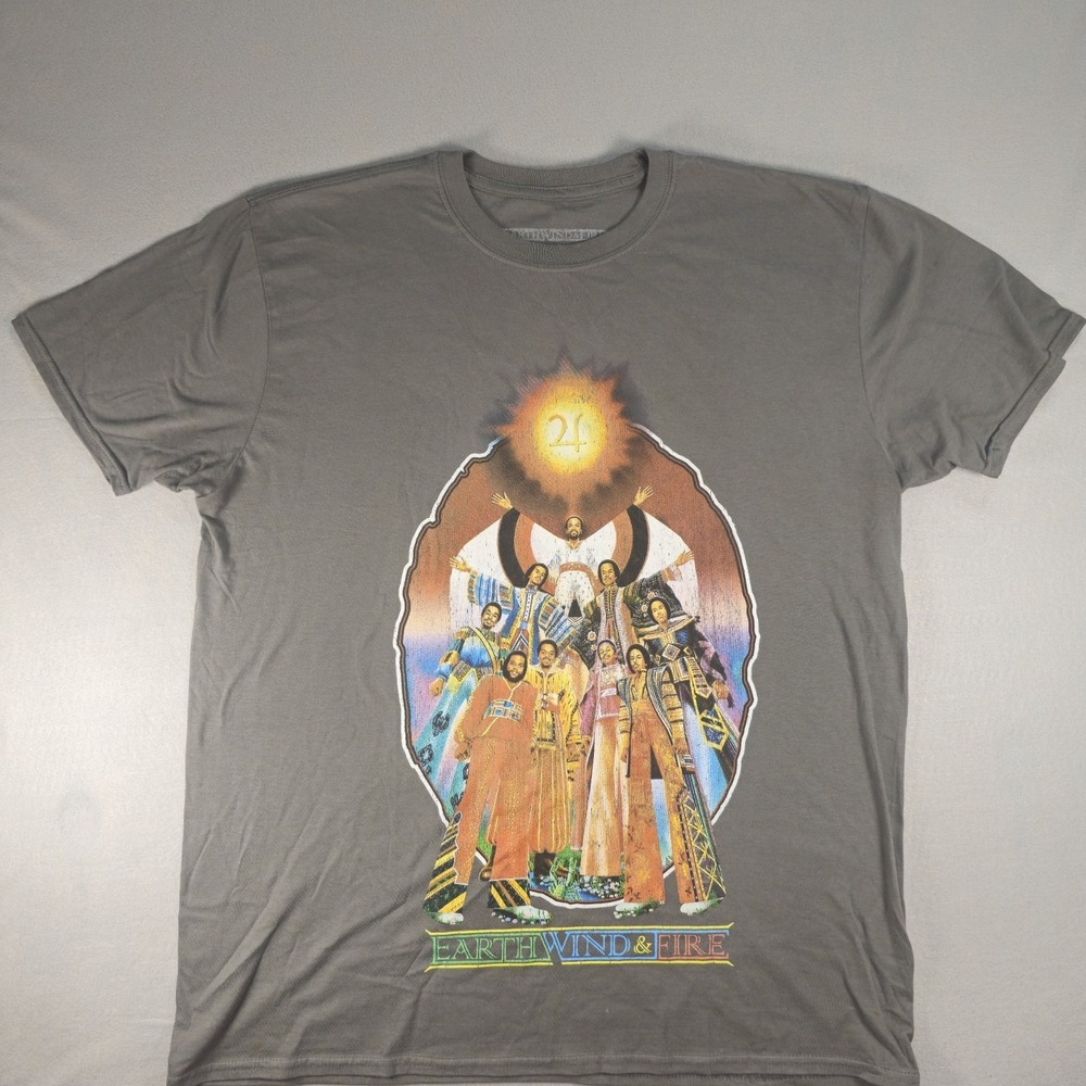 Earth Wind & Fire T Shirt Mens XXL Let's Groove Tour 2054 Graphic Tee Gray